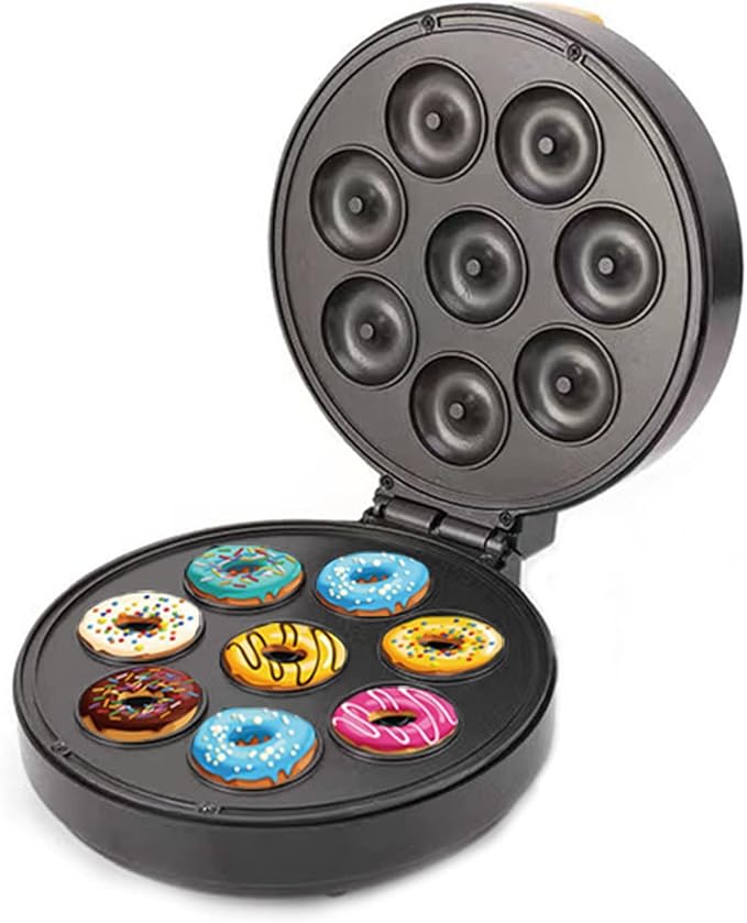 Donut Maker Donut, Electric Cake Pop Mini Cake Makers Doughnuts Maker Machine With Non Stick Surface Makes 8 Doughnuts Safe Cooking Unique Mini Appliance for Kitchen Bakery Dessert