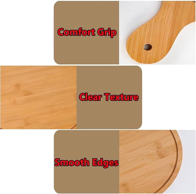 6 Pack Pizza Board Set – Premium Wooden Pizza Plates for Serving & Cutting, Round Bamboo Pizza Plate with Handle, Durable & Lightweight for Home & Restaurant (Up to 13 Inches),10inch
