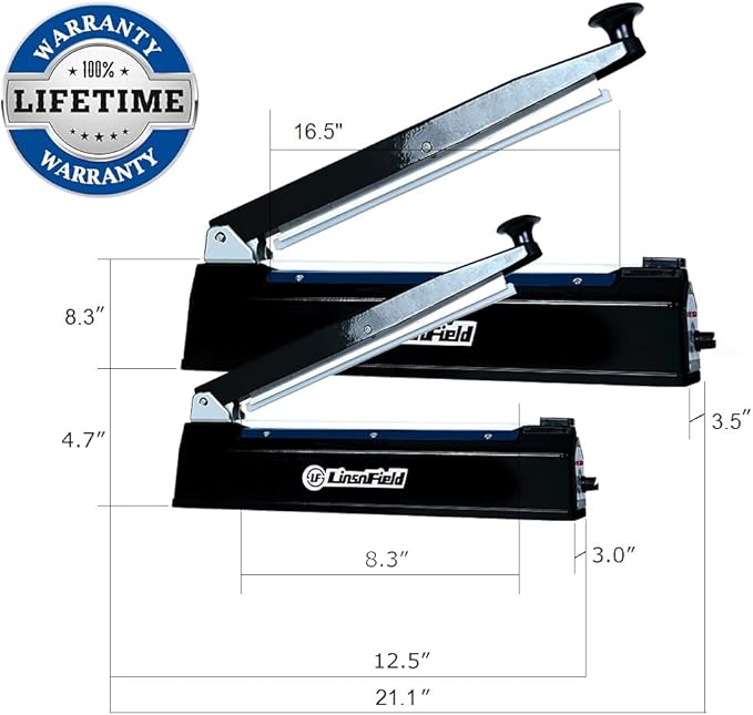 Sealer Pro, Patented 16inch Impulse Heat Bag Sealer, 5mm Sealing Width Poly Bag Seal Machine, 2 Replacement Kits 1 Extra Fuse Included, Black
