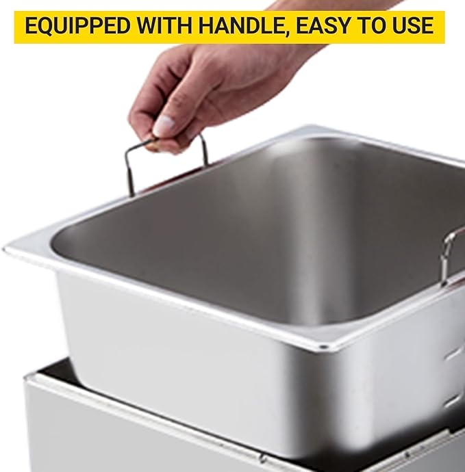 GarveeHome Commercial 11 L/3.3 gal Deep Fryer 1700W,201 Stainless Steel Electric Fryer with Adjustable Thermostat, Extra-Thick 6 LB Basket & Splash Guard Lid for Restaurant, Food Truck, Home Kitchen