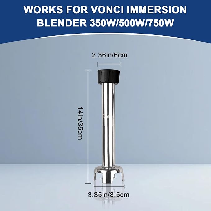 VONCI 14inch Commercial Immersion Blender Detachable Shaft, 350W, 500W & 750W Compatible, Stainless Steel Removable Shaft.