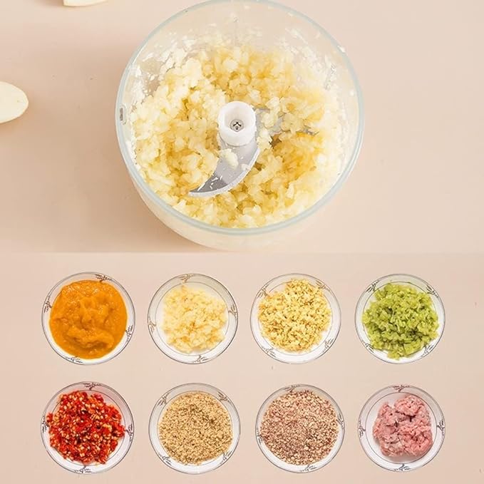 250ml Electric Garlic Chopper, Mini Food Processor Masher Crusher, Garlic Grinder with USB Charging for Onion Ginger Vegetable Pepper Spice Meat (Gray : Pink)