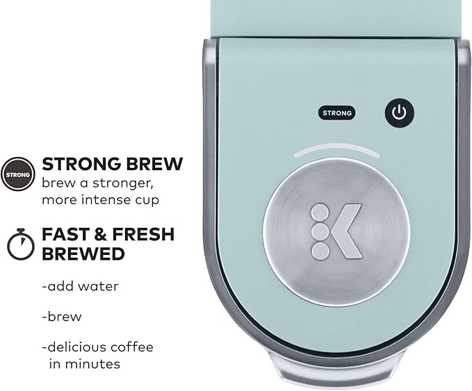 Keurig K-Mini Plus Single Serve K-Cup Pod Coffee Maker, with 6 to 12oz Brew Size, Stores up to 9 K-Cup Pods, Travel Mug Friendly, Misty Green