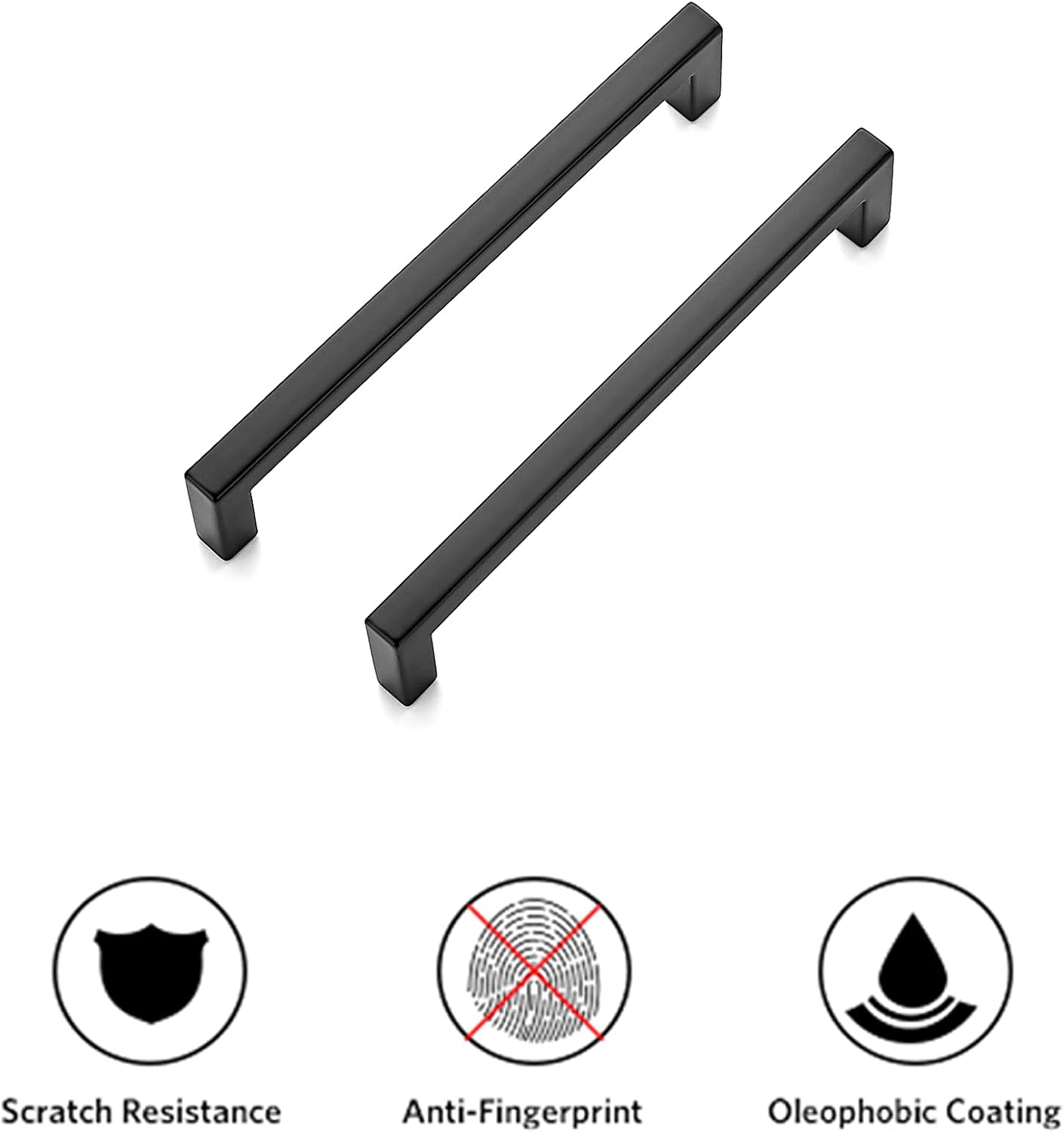 Ravinte 15 Pack 5 Inch Hole Center Solid Slim Square Pulls Matte Black Kitchen Cabinet Handles Square Bar Drawer Handles Flat Black Drawer Pulls for Cupboard Dresser and Cabinets