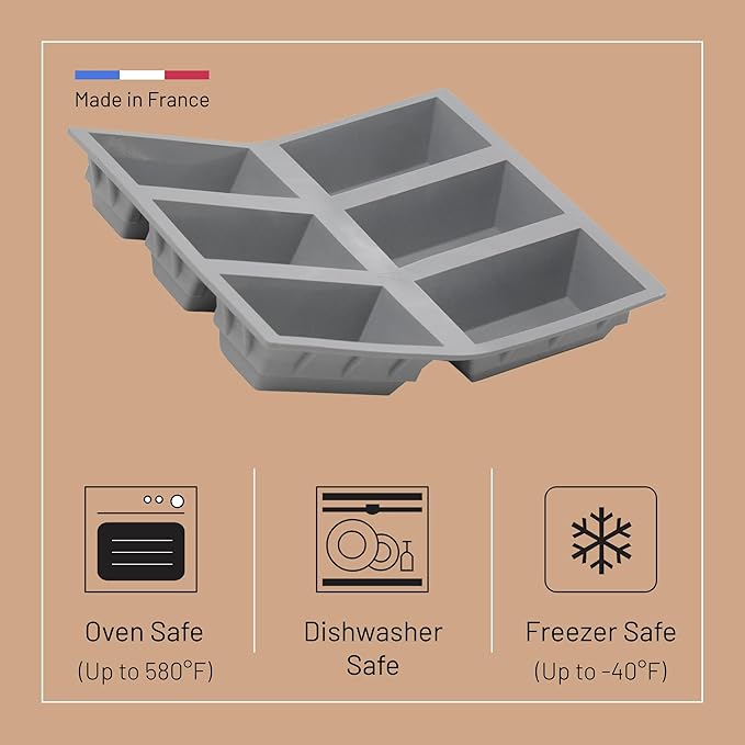 de Buyer ELASTOMOULE Loaf Silicone Mold - Creates 6 Loaves - Easy to Use & Clean - Dishwasher Safe