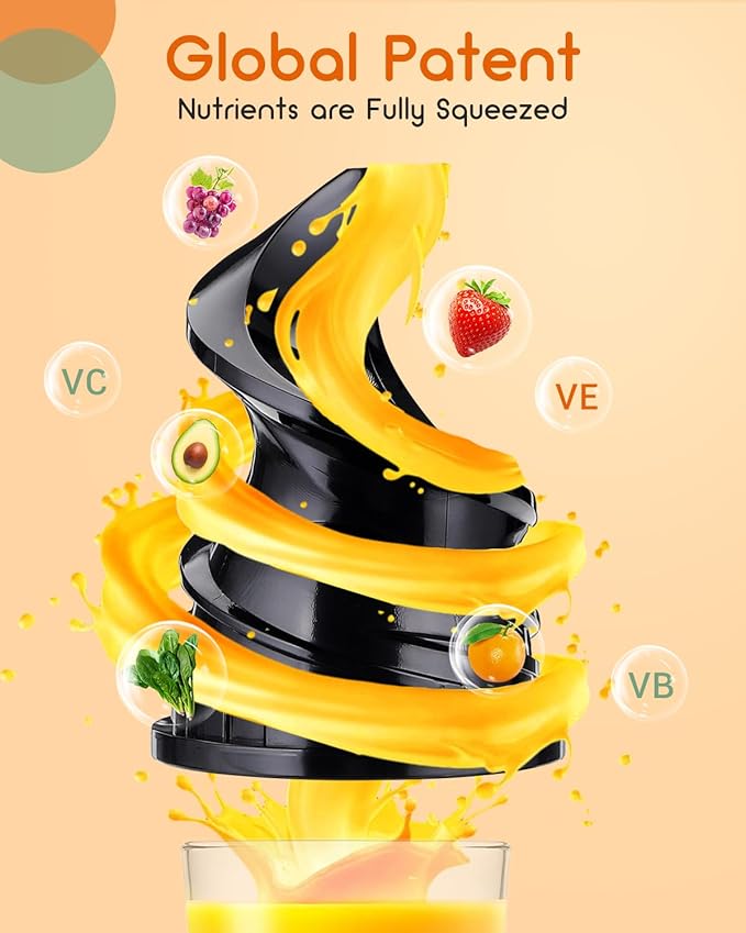 Compact Cold Press Juicer Machines Slow Masticating Juicer-3.1" Wide Chute for Fruits Vegetables Easy Clean with Brush Pulp Measuring Cup Reverse