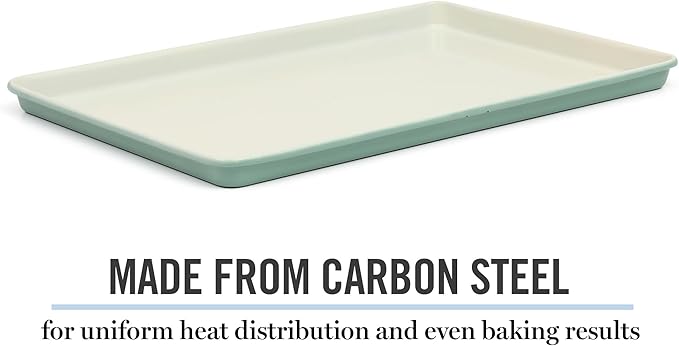 Martha Stewart Gallen 17 x 11 Inch Nonstick Carbon Steel Cookie Sheet – Teal, Durable Bakeware for Even Baking and Easy Cleanup