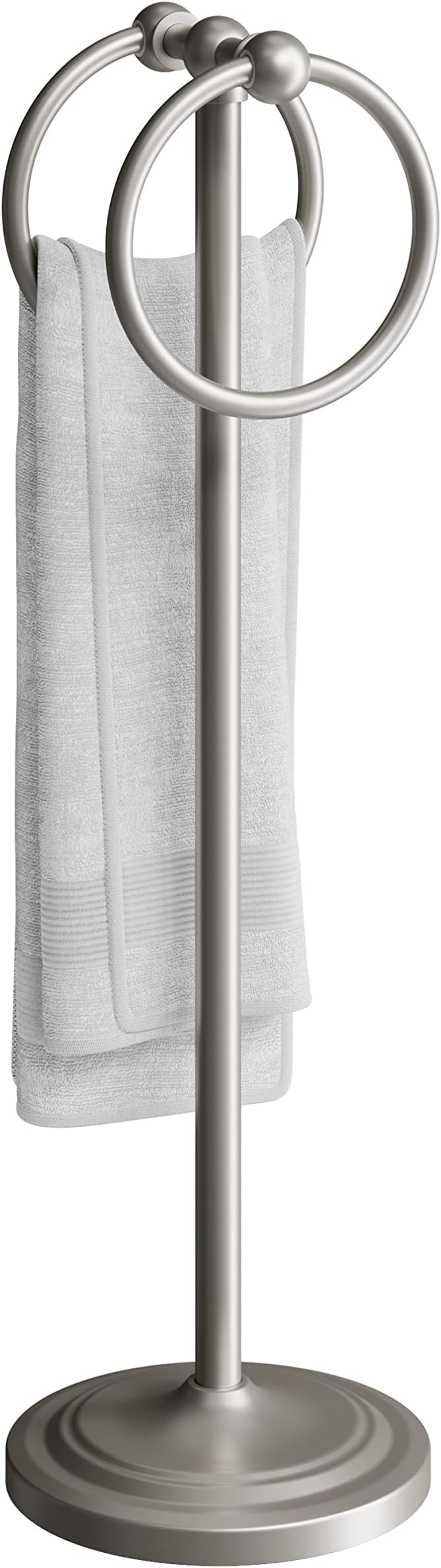 BGL Fingertip Towel Holder Stand Hand Towel Ring for Bathroom or Kitchen Vanity Countertops to Store Hand Towels Washcloths or dishcloths - 2 Hanging Rings?19" High-Brushed Nickel