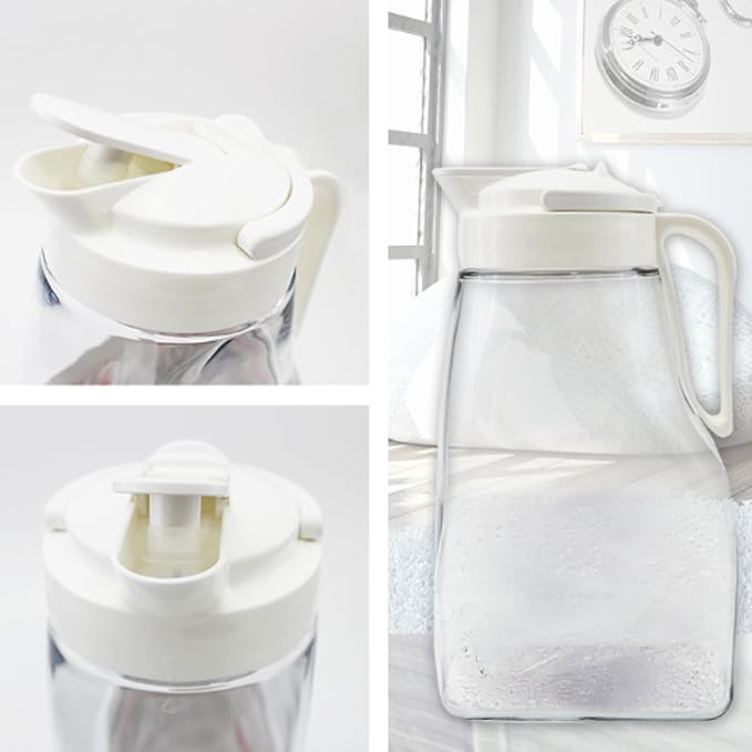 Large Airtight Water Pitcher for Fridge – 99oz (3.1QT) Leakproof Family Size Jug for Tea, Coffee & Juice, LargePour Design with Locking Lid, Easy Pour Handle, Dishwasher Safe, Made in Japan