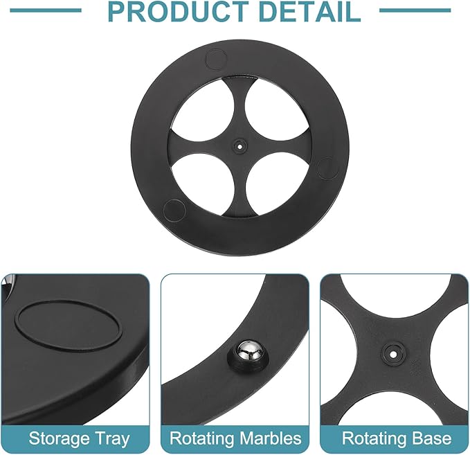 uxcell 4 Pcs Lazy Susan, 9 Inch Turntable Organizer 360 Degree Rotating Ball Bearing Turntable Organizer with Base for Kitchen Cabinet Pantry Organization and Storage, Black