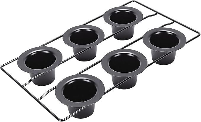 GOTOTOP 6 Cup Popover Pan, Non Stick Carbon Steel Bakeware, Perfect for Muffins and Popovers, 22.5x40.5cm Size for Home Bakers