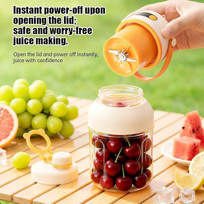 Portable Electric Juicer Cup with Zero Cord Hassle, 800-1200ML Personal Rechargeable Blender Portable for Shakes and Smoothies, with 36 Stainless Steel Blades, Straw and Two Lids (1000ML/35.27OZ)
