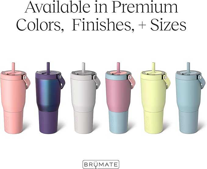 BrüMate Resa 35oz 100% Leakproof Travel Tumbler w/Handle & Straw | Flexible SoftSip Straw | Silicone Sleeve for Durability | Stainless Steel | Cup Holder & Travel Friendly Water Bottle (Neon Pink)