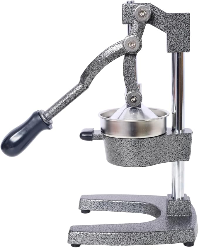 Heavy Duty Cast Iron Citrus Juicer, Extra-Large Commercial Grade Manual Hand Press Orange Juicer, Grey Handheld Squeezer for Fresh Lemon Lime Grapefruit Juice