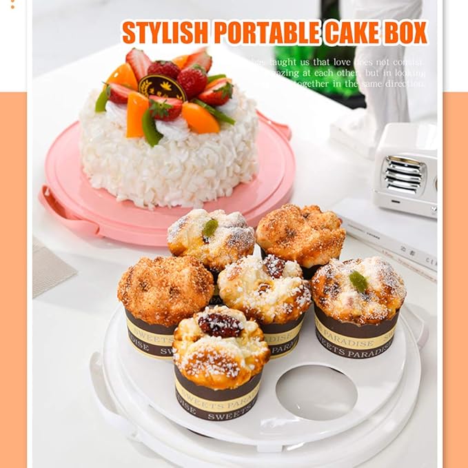 Cake Carrier Storage Container, Cake Carrier With Lid And Handle,Transparent Dome Reusable Airtight Box,Cupcake Saver Cake Holder Serves for Doughnuts Cupcake Parties, Dustproof Food Storage