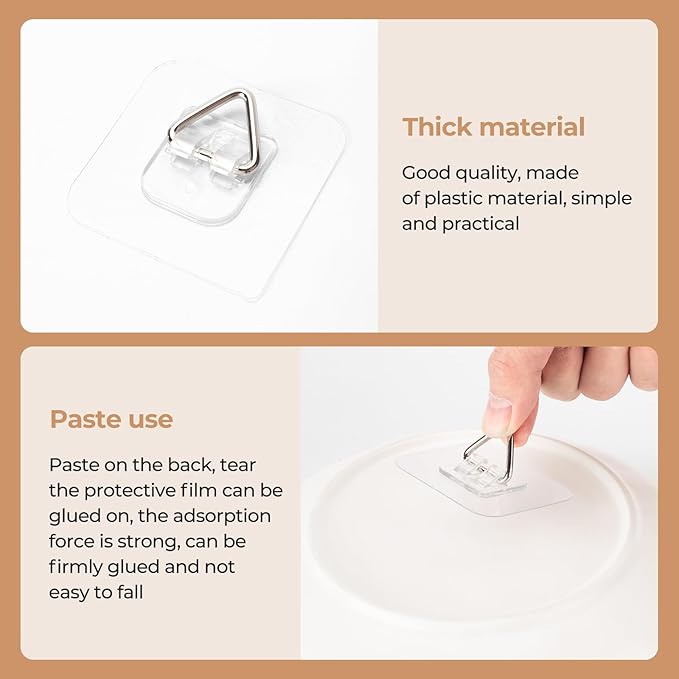 Bilillo 20 Pack Invisible Adhesive Wall Plate Hangers, 2.3 Inch Plastic Plate Holders for Decorative Plates, Photo Frames, and Wall Art Display