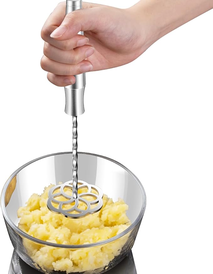 Potato Masher Stainless Steel, Hand Smasher Kitchen Tool For Potatoes, Sweet Potatoes, Avocado, Beans, Dishwasher Safe, Small