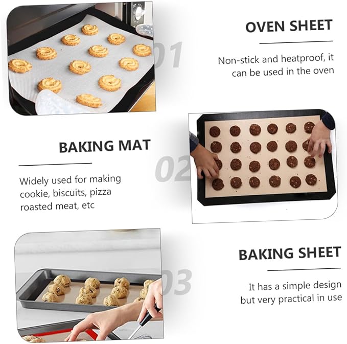 Uonlytech 4pcs Non-stick Silicone Baking Mats with Glass Heat Resistant Oven Liners for Cookies Pastry Bread Reusable and Easy to Clean Baking Pads