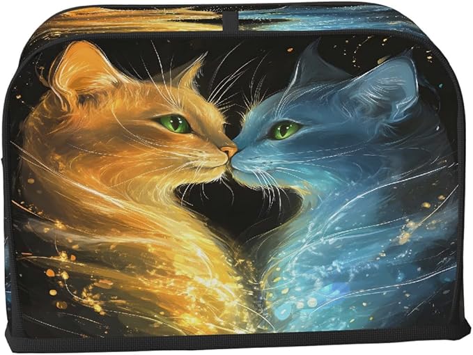 Animal Cat Fire Toaster Cover 4 Slice Dust and Fingerprint Protection Toaster Bread Maker Covers Washable Kitchen Small Appliance Covers for Kitchen Accessories Decor Bakeware Women Gift