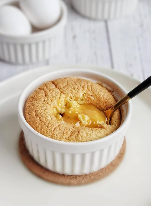 LE TAUCI Ramekins 16 OZ Oven Safe, Ceramic Souffle Dishes for Oven, Custard Cups, Creme Brulee Dishes, Porcelain Large Ramekins, Pudding Ramiken, Dipping Sauces, Set of 6, White