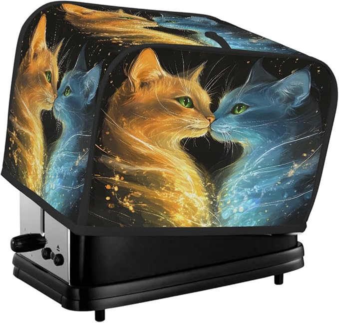 Animal Cat Fire Toaster Cover 2 Slice Dust and Fingerprint Protection Toaster Bread Maker Covers Washable Kitchen Small Appliance Covers for Kitchen Accessories Decor Bakeware Women Gift