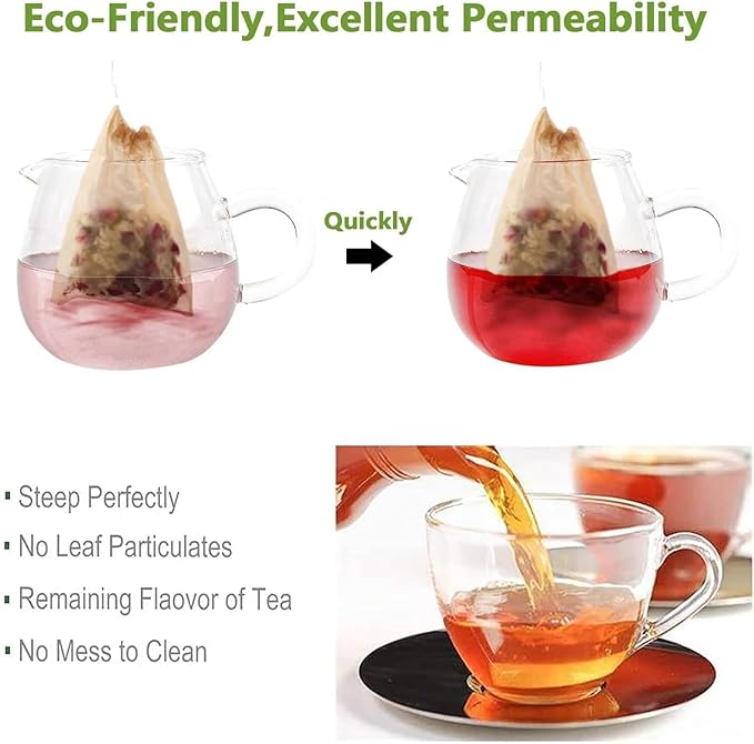 Tea Filter Bags, Tea Bags for Loose Leaf Tea Safe & Natural Material, Disposable Tea Infuser for Loose Leaf Tea, Coffee, Spice, Herbs (300, wood, 5x7cm)
