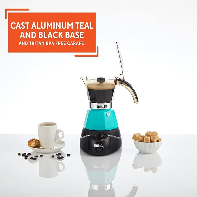 IMUSA 3 or 2cup Electric Espresso Maker, Teal