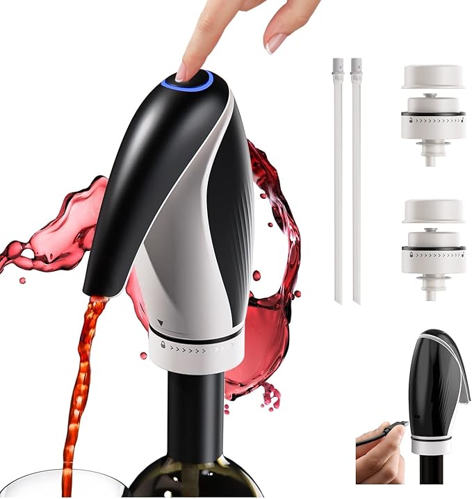 Electric Wine Aerator, Rechargeable Wine Dispenser and preserve Gifts Set, 2022 Latest Models Smart Wine Decanter, Wine Gifts for Women, Wine Lovers or Own Use