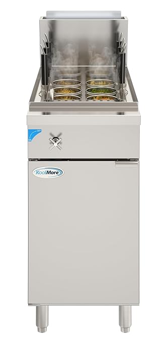 KoolMore 6-Basket 11 Gallon Commercial Natural Gas Pasta Cooker with 70,000 BTU, ETL Listed in Stainless-Steel (KM-PC6-NG)