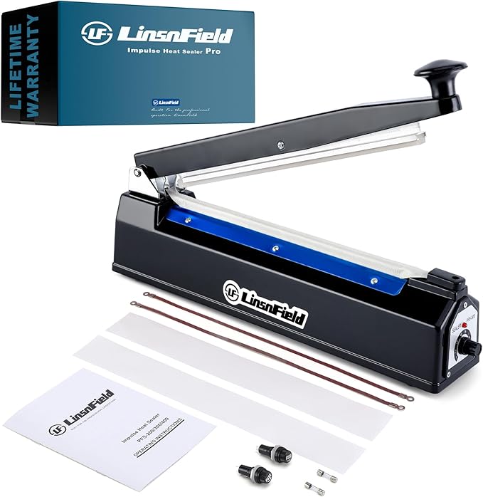 Sealer Pro, 8-inch Impulse Heat Sealer, 2-mm Sealing Width Super Heavy Duty Bag Sealing Machine with Extra 2 Replacements,Black