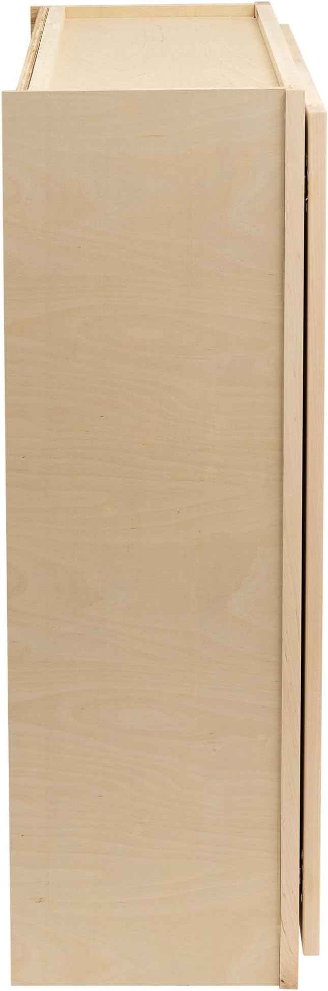 Quicklock RTA (Ready-to-Assemble) 42" Tall Wall Kitchen Cabinets - Shaker Style | 100% Hardwood | Made in America | Soft Close Hardware (12" D x 27" W x 42" H, Raw Maple)