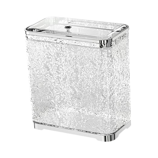 Bathroom Trash Can, Kitchen Hanging Trash Can Wastebasket Portable with Lid Small Over Cabinet Door Garbage Bin Waste Basket for Bathroom Kitchen(Argent)