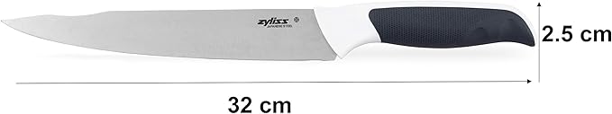 Zyliss Comfort Carving Knife, 18.5cm/7.25in, Japanese Stainless Steel, Non-Slip Handle, Blade Cover for Safety Black/White, Professional Sharp Kitchen Knife/Meat Knife, Dishwasher Safe