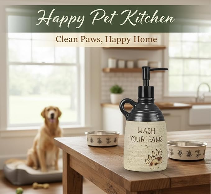Young's Inc. Farmhouse Soap Dispenser - Decorative Dish and Hand Soap Dispenser for Bathroom and Kitchen - Bear Paw, Brown - 3.5'' X3.5'' X7.75''