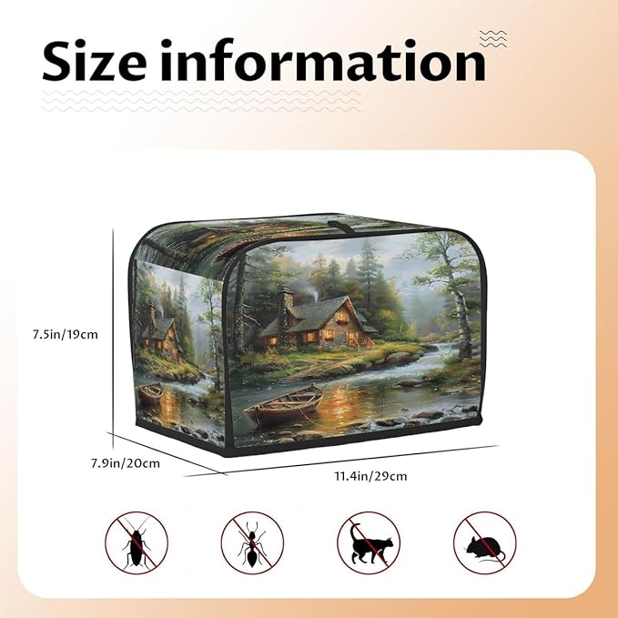 Forest Green Cabin Toaster Cover 2 Slice Dust and Fingerprint Protection Toaster Bread Maker Covers Washable Kitchen Small Appliance Covers for Kitchen Accessories Decor Bakeware Women Gift