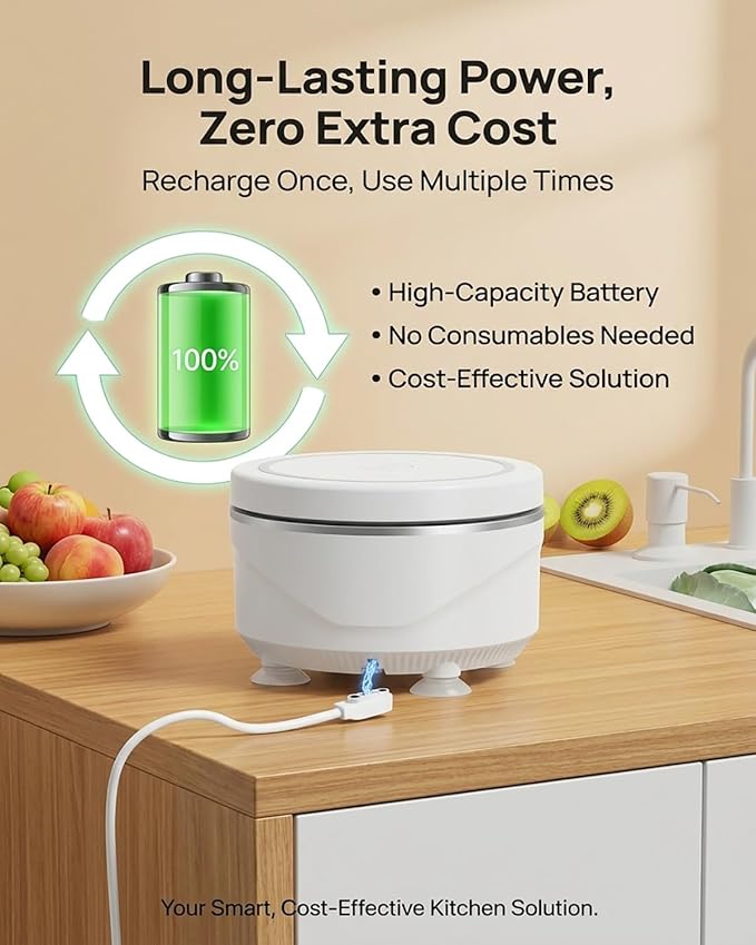 Ultrasonic Fruit and Vegetable Produce Cleaner Device Washing Machine Portable Wireless Waterproof Veggies Wash Cleaning Purifier with Titanium Electrolysis Purification for Home Kitchen(2PCS)