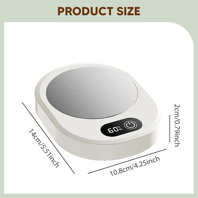 Amagogo Electric Beverage Warmer Plate Portable,Smart Coffee Heater with 4 Temperature Settings for Office Home, White