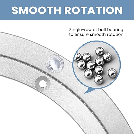 Lazy Susan Hardware-Aluminum Heavy Duty Rotating Turntable Bearing-Swivel Plate Metal Hardware for Kitchen Ding Table 12 Inch