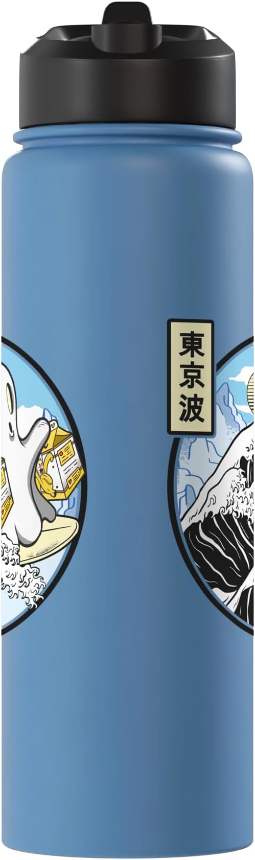 Surfing Ghost Banana Milk Cartons Kanagawa Wave Kawaii Anime Stainless Steel Insulated Water Bottle