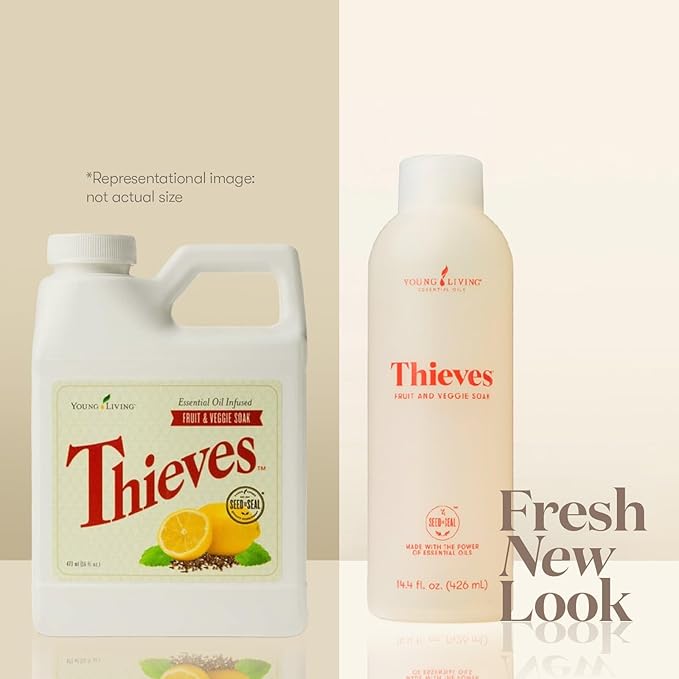 Young Living Thieves Fruit & Veggie Soak, 14.4 fl oz | Natural Home Care Cleanser | Gently Cleansing | Plant-Based | Infused with Water, Decyl Glucoside, Citric Acid, & Sodium Citrate
