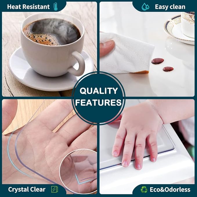 Wadrac 28x44 Office Desk Blotter Mat Clear Plastic Table Protector Cover Pad PVC Transparent Topper Surface Pro ection Mat Pad Anti Scratch Glass Dinner End Protector Waterproof Easy Clean