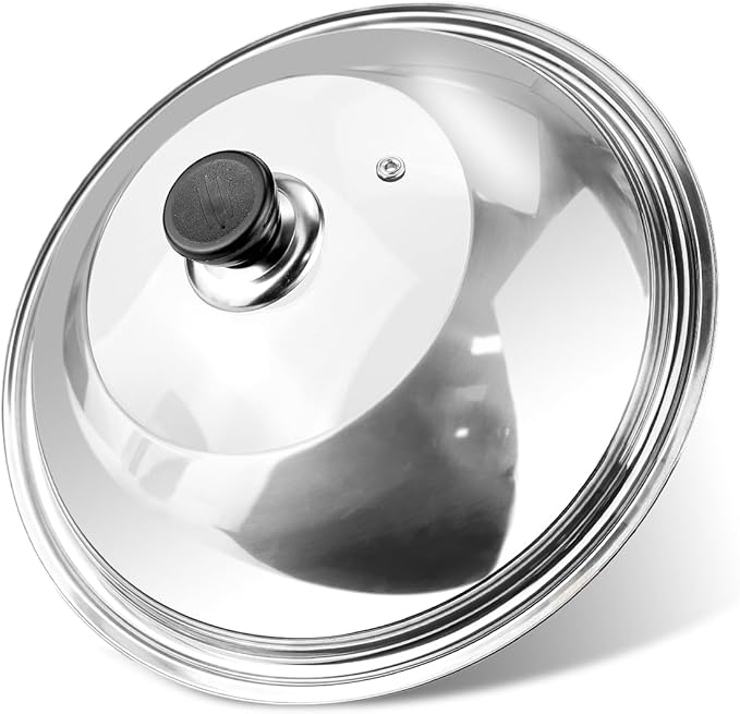 Tempered Glass Frying Pan Lids with Handle 11.8 Inch Universal Replacement Cover Fry Pan Lid for Skillets, Round Cast Iron, Cast Aluminium, Stainless Steel Pans（30cm）