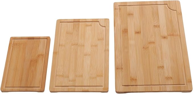 Wood Chopping Board Set With Grooves | Smooth Cleaver Friendly Cutting Boards In Three Sizes For Kitchen Prep And Serving