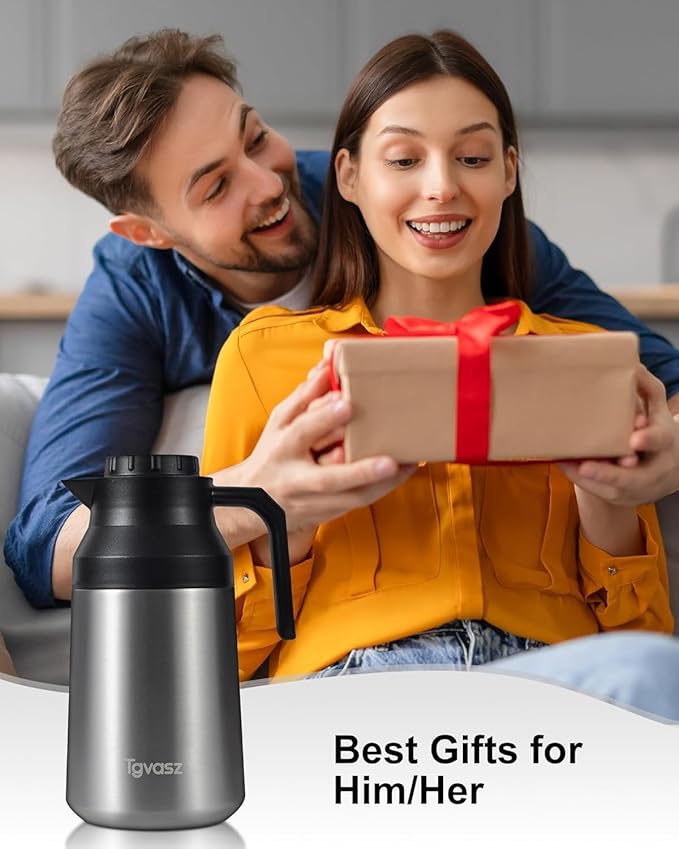 Thermal Coffee Carafe Insulated Stainless Steel Coffee Carafe for Hot Liquid Vacuum Thermal Pot Creamer Pitcher Dispenser Keeping Hot Water Milk (silver68 oz)