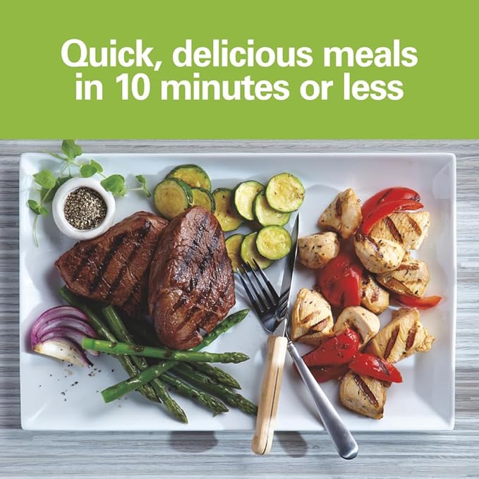 Hamilton Beach Electric Indoor Grill,6-Serving,Large 90 sq. in. Nonstick Easy Clean Plates,Floating Hinge for Thicker Foods,1200 Watts,6.38"D x 12.68"W x 13.78"H,Silver (25371),(Pack of 2)
