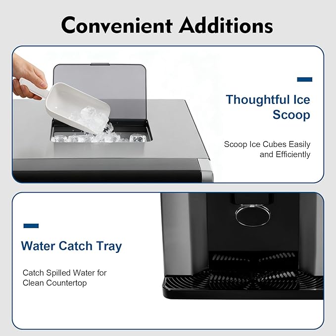 2 in 1 Water Dispenser Ice Maker, Countertop Water Cooler Dispenser Built-in Ice Maker with LCD Display and Self-Cleaning, 10Mins Quick Ice Make, 1.3lbs Ice Storage for Home Office