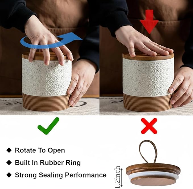 Miamolo Small Ceramic Jar with Lid, Coffee Container Kitchen Food Storage Jars for Spice Sugar Candy Matcha, Mini Kitchen Spice Jars for Counter, Home, Pantry - White & 5 fl.oz