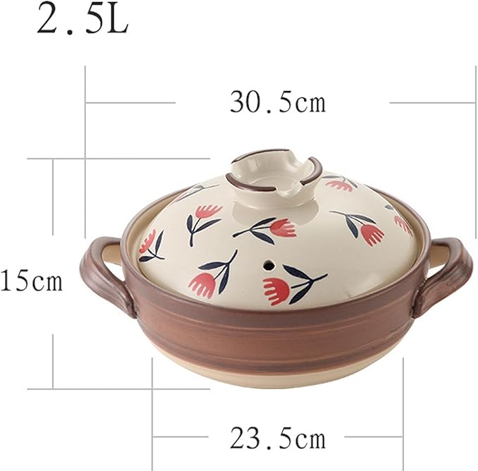 Ceramic Casserole, Japanese Clay Pot Donabe Stone Rice Pot With Lid, Earthen Pot Stockpot Ceramic Casserole Cooker Healthy Cookware Stove Pot Soup Hot Pot(Color:D)