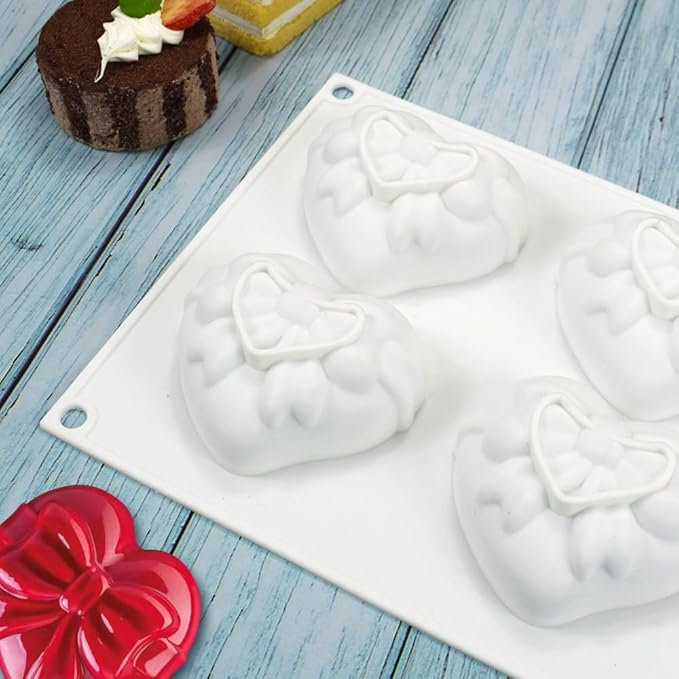 3D Bow Love Silicone Cake Moulds Fondant Decorating Tools Chocolate Pastry Molds Kitchen Baking Accessories (Heart G 11.8 X6.92 X1.4inch)