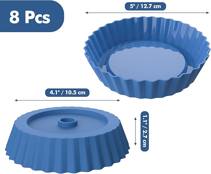 Webake Silicone Quiche Pan, 8pcs Fluted Tart Pans 5 Inch Round Baking Molds Small Maryann Cake Pans for Baking - Multicolor